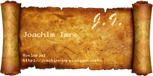 Joachim Imre névjegykártya
